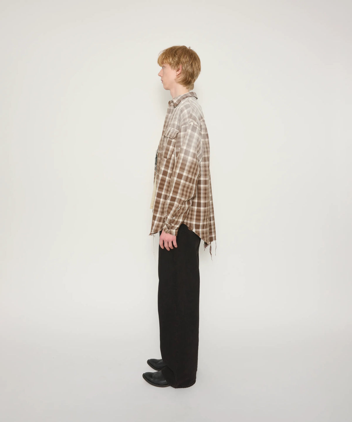 JOHN MASON SMITH / JANE SMITH - COTTON FLANNEL OVERSIZED SHIRT - GRAY CHECK