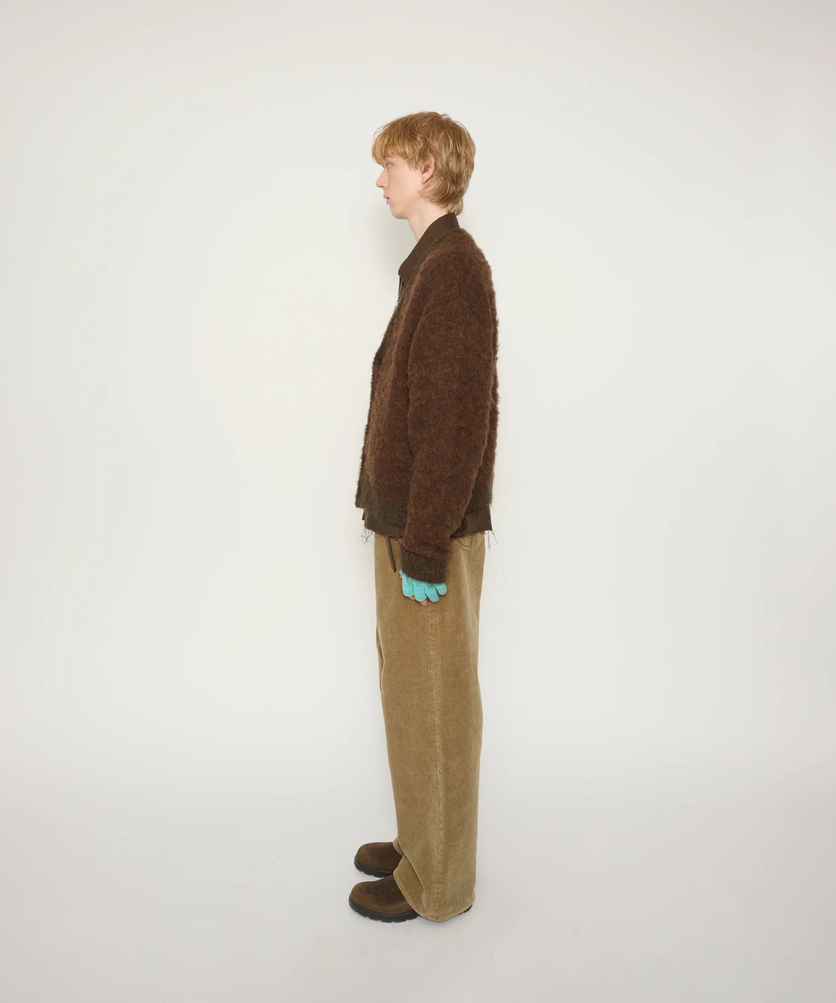 JOHN MASON SMITH / JANE SMITH - 5G BRUSHED JACQUARD CARDIGAN - BROWN MIX