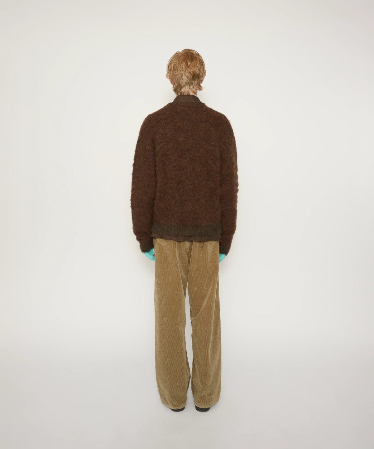 JOHN MASON SMITH / JANE SMITH - 5G BRUSHED JACQUARD CARDIGAN - BROWN MIX