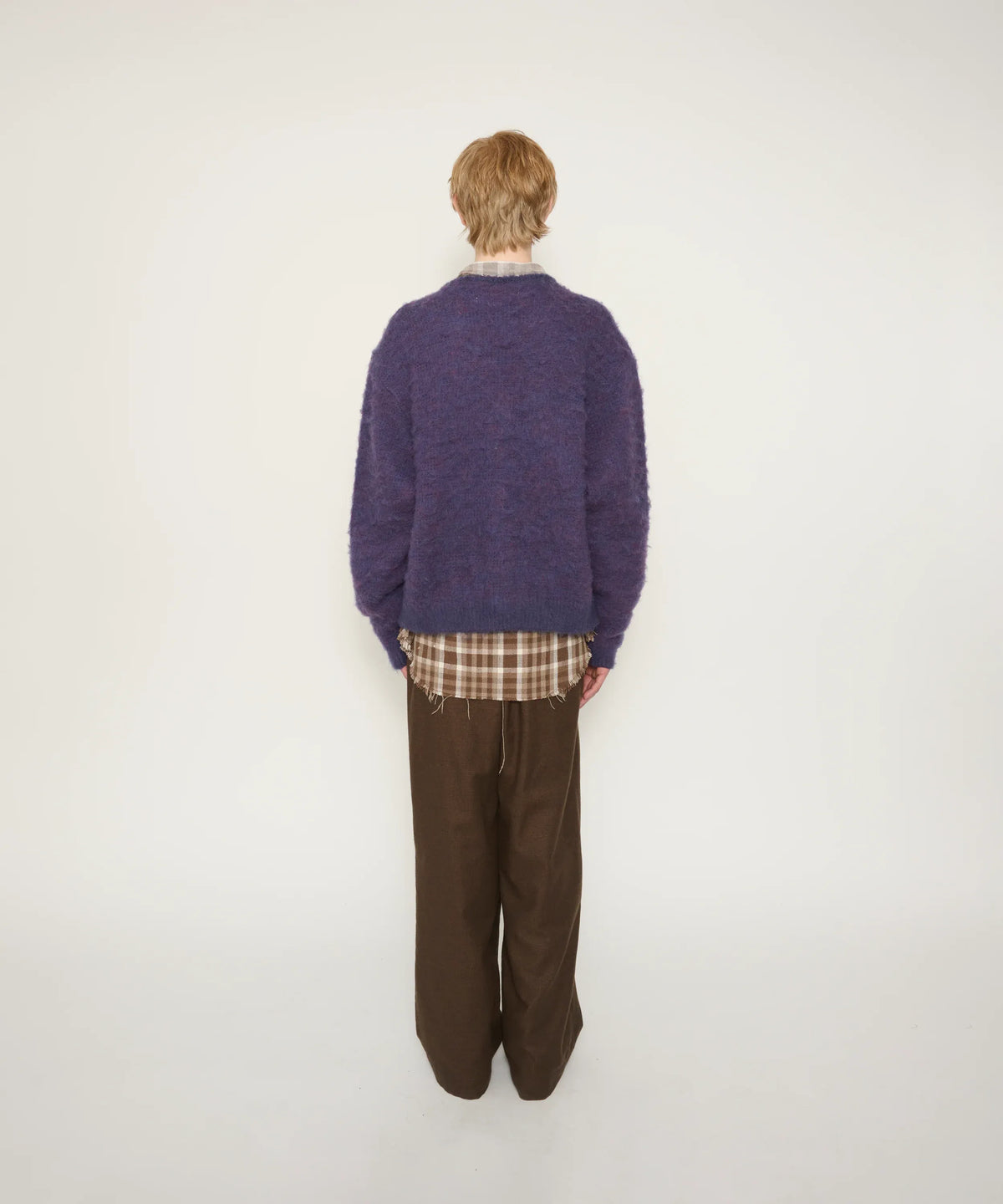 JOHN MASON SMITH / JANE SMITH - 5G BRUSHED JACQUARD CARDIGAN - PURPLE MIX