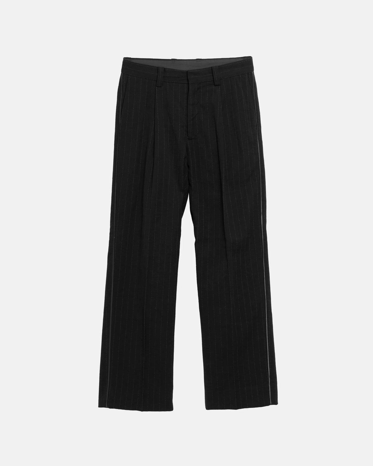 SimplyComplicated - LINED EDGE SILK BLENDED TROUSERS - BLACK