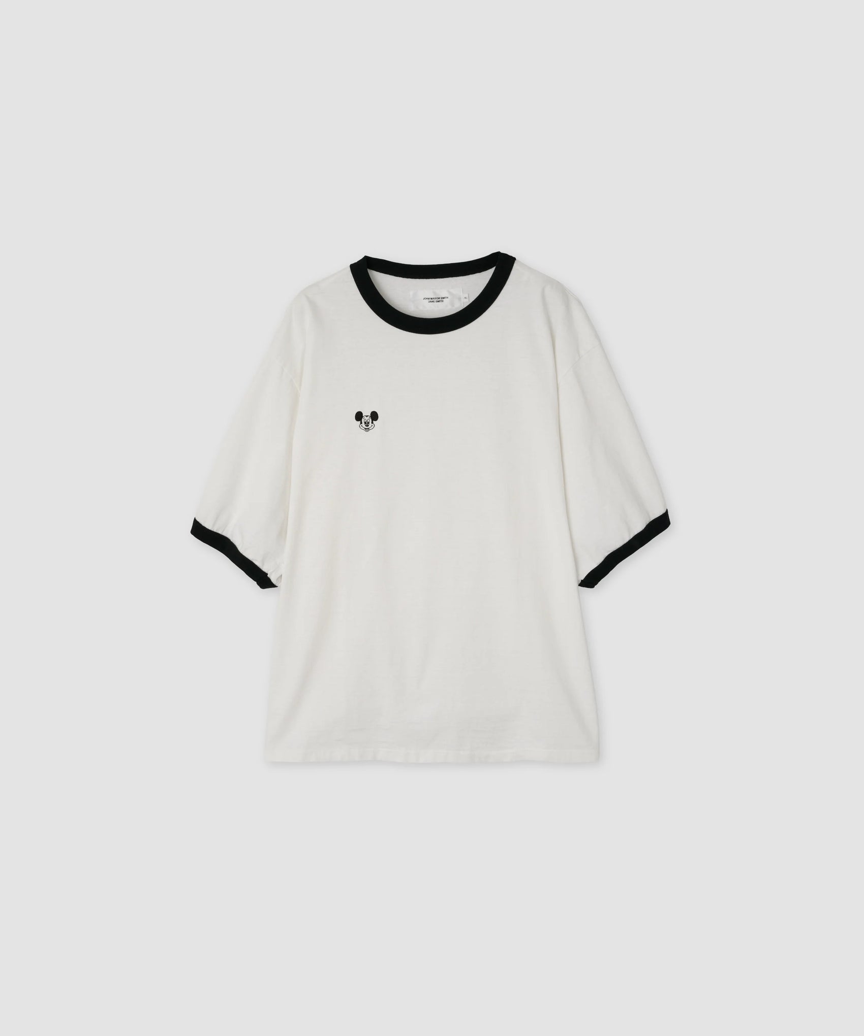 JOHN MASON SMITH / JANE SMITH - MICKEY FACE RINGER T-SHIRT - WHITE BLACK RINGER