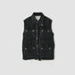 JOHN MASON SMITH / JANE SMITH - SULFUR DYE HEAVY DUCK CLOTH OVERSIZED HUNTING VEST - BLACK