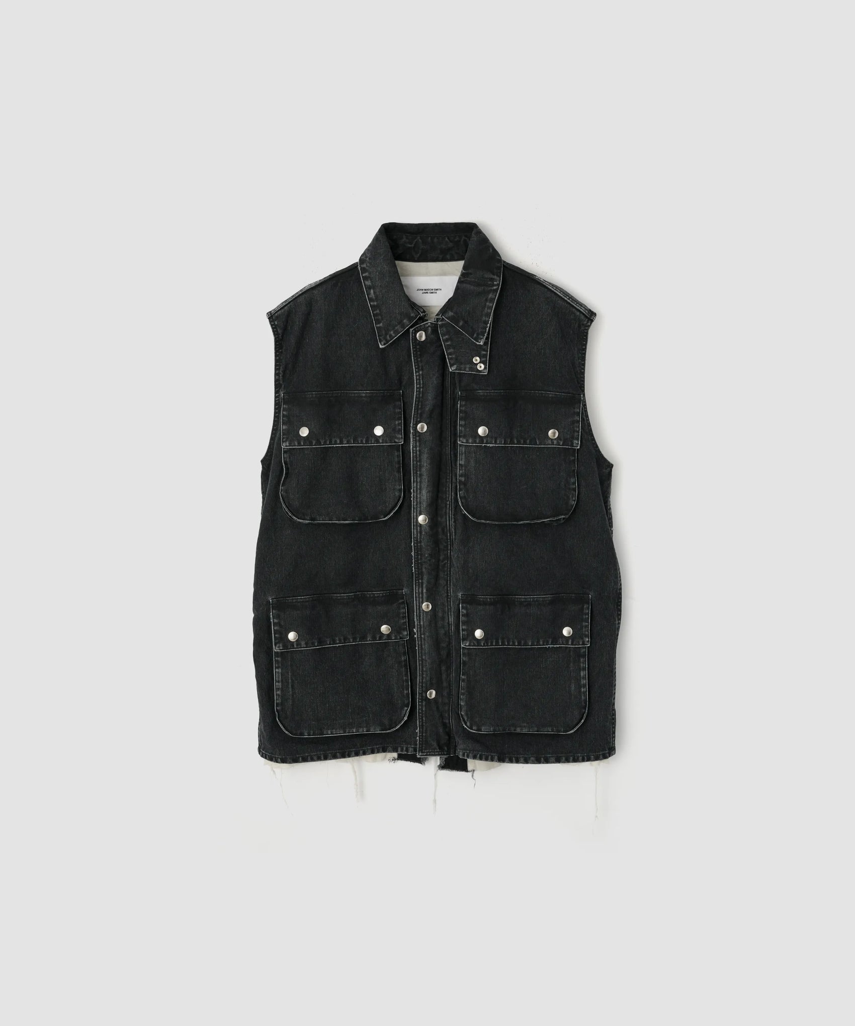 JOHN MASON SMITH / JANE SMITH - SULFUR DYE HEAVY DUCK CLOTH OVERSIZED HUNTING VEST - BLACK