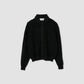 JOHN MASON SMITH / JANE SMITH - 7G MESH POLO COLLAR CARDIGAN - BLACK