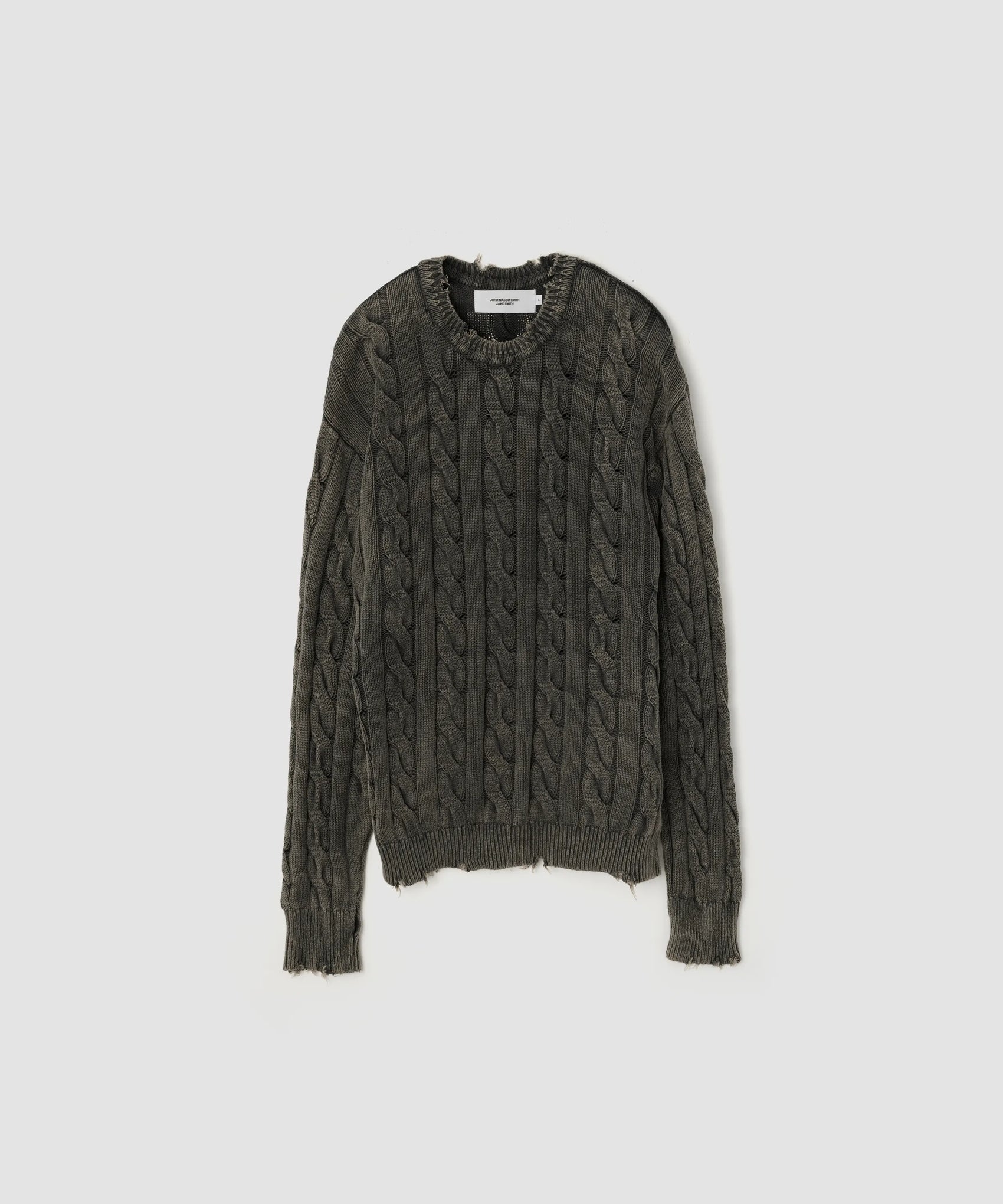 JOHN MASON SMITH / JANE SMITH - 5G COTTON TILDEN DAMAGE SWEATER - CHARCOAL
