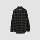 JOHN MASON SMITH / JANE SMITH - COTTON FLANNEL NEEDLE PUNCH OVERSIZED REGULAR COLLAR SHIRTS - GRAY