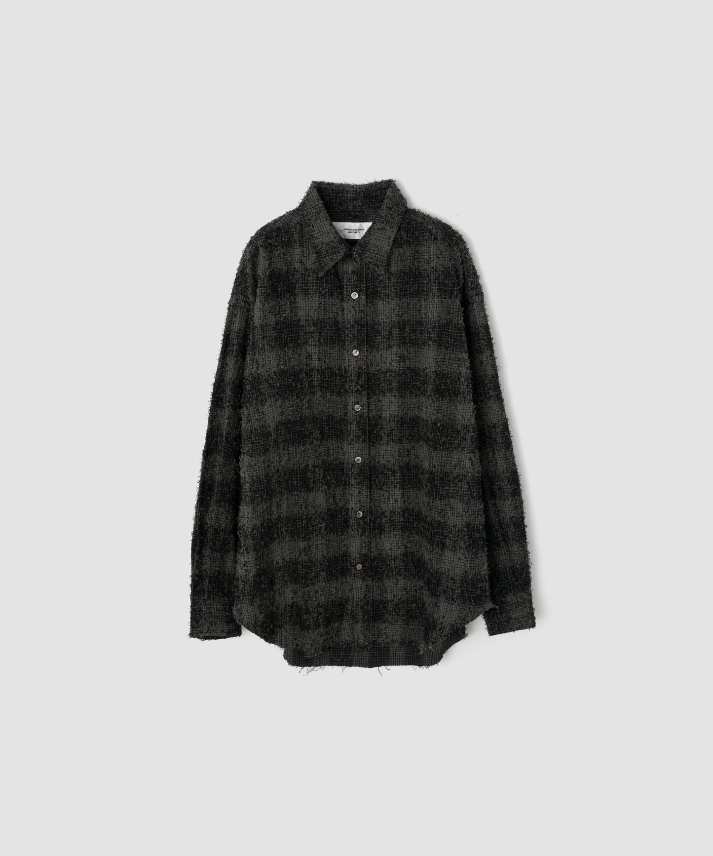 JOHN MASON SMITH / JANE SMITH - COTTON FLANNEL NEEDLE PUNCH OVERSIZED REGULAR COLLAR SHIRTS - GRAY