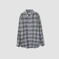 JOHN MASON SMITH / JANE SMITH - COTTON FLANNEL NEEDLE PUNCH OVERSIZED REGULAR COLLAR SHIRTS - SAX