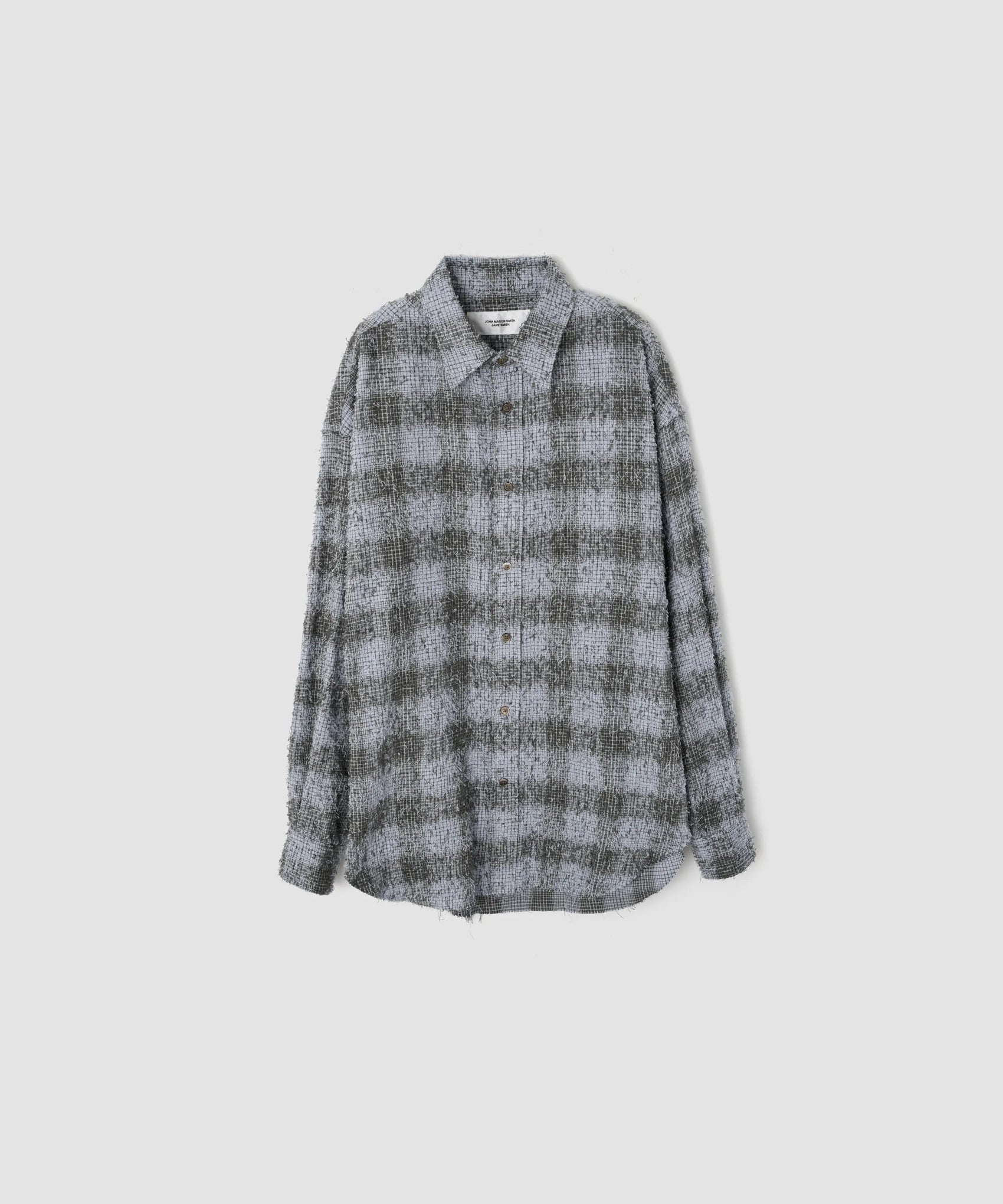 JOHN MASON SMITH / JANE SMITH - COTTON FLANNEL NEEDLE PUNCH OVERSIZED REGULAR COLLAR SHIRTS - SAX