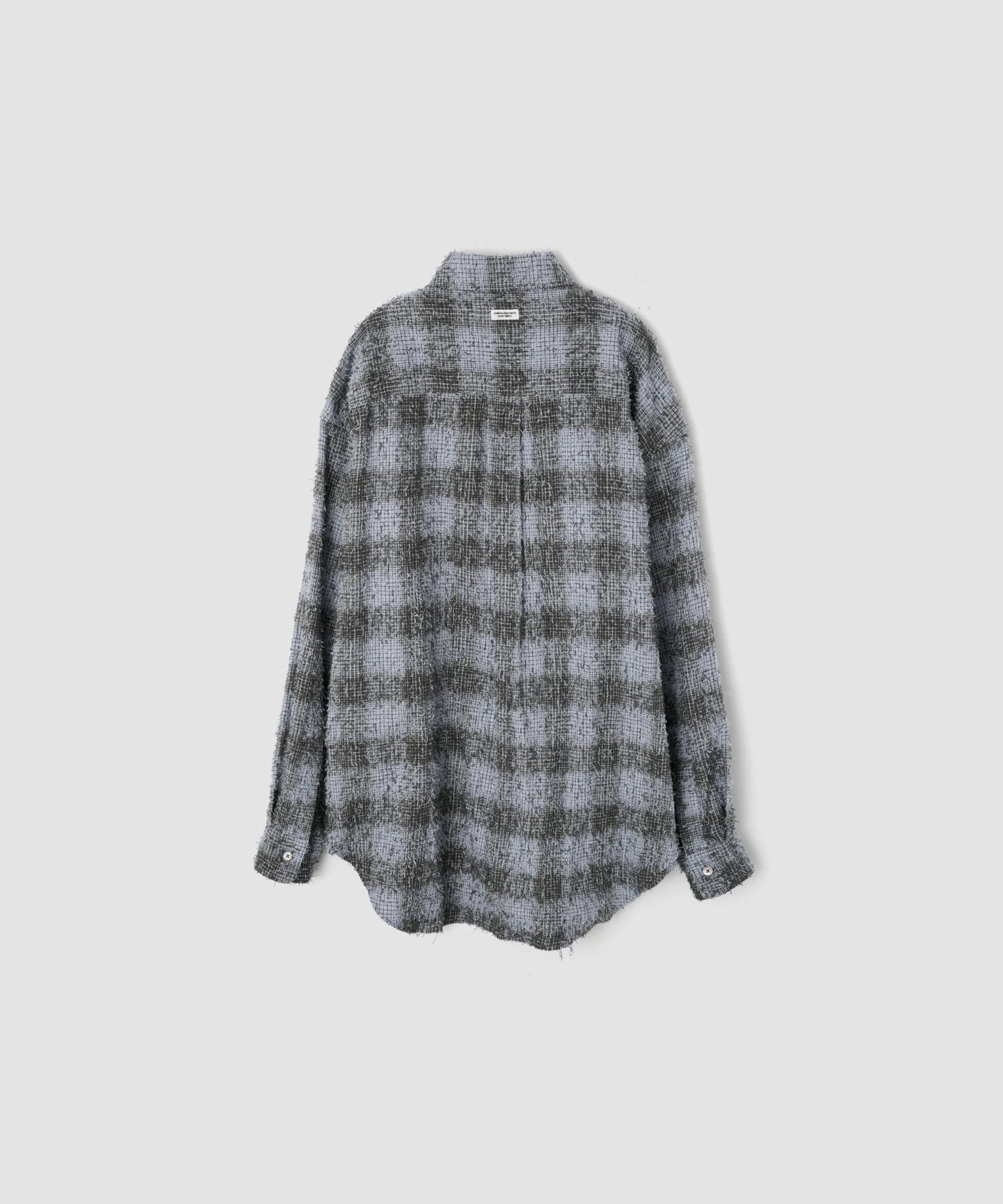 JOHN MASON SMITH / JANE SMITH - COTTON FLANNEL NEEDLE PUNCH OVERSIZED REGULAR COLLAR SHIRTS - SAX