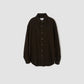 JOHN MASON SMITH / JANE SMITH - SILK NOIL GARMENT DYE OVERSIZED REGULAR COLLAR SHIRT - BROWN