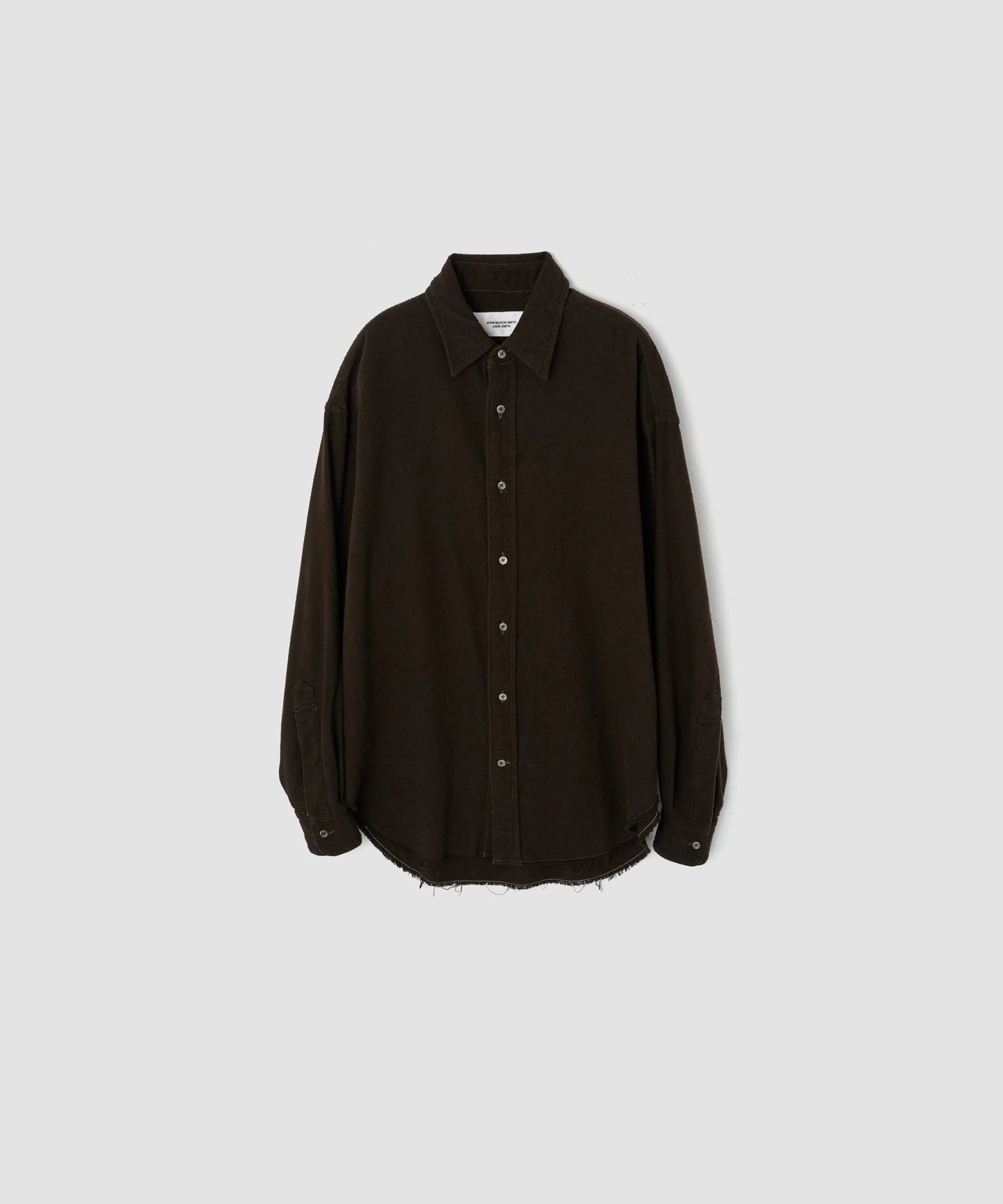 JOHN MASON SMITH / JANE SMITH - SILK NOIL GARMENT DYE OVERSIZED REGULAR COLLAR SHIRT - BROWN