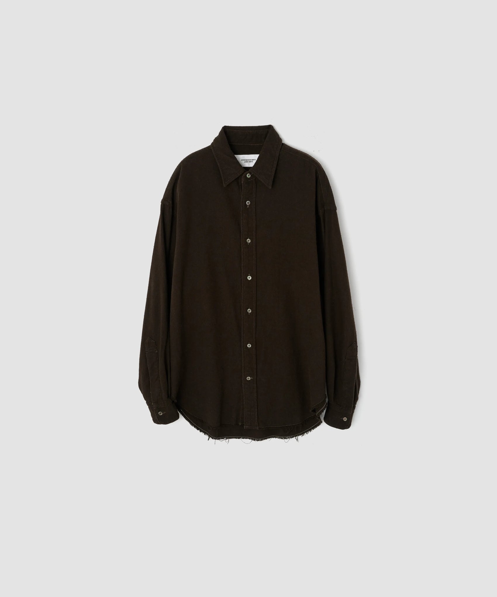 JOHN MASON SMITH / JANE SMITH - SILK NOIL GARMENT DYE OVERSIZED REGULAR COLLAR SHIRT - BROWN