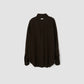 JOHN MASON SMITH / JANE SMITH - SILK NOIL GARMENT DYE OVERSIZED REGULAR COLLAR SHIRT - BROWN