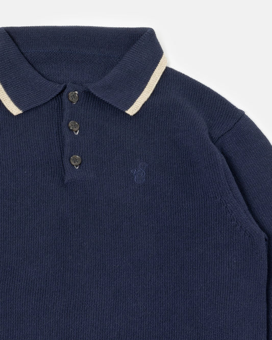 SimplyComplicated - EDGE LINE KNIT POLO - NAVY