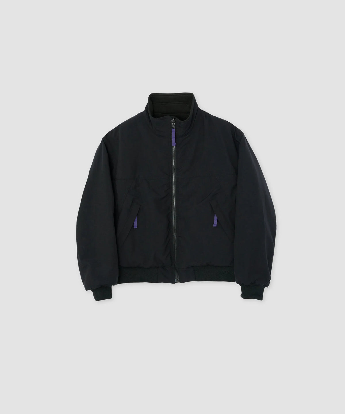 JOHN MASON SMITH / JANE SMITH - NYLON TASLAN REVERSIBLE SHELLED FLEECE JACKET - BLACK