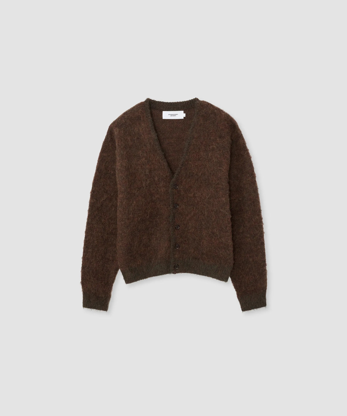 JOHN MASON SMITH / JANE SMITH - 5G BRUSHED JACQUARD CARDIGAN - BROWN MIX