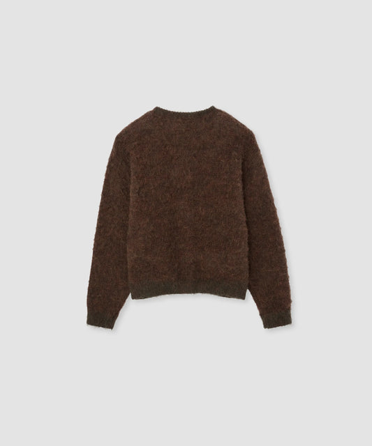 JOHN MASON SMITH / JANE SMITH - 5G BRUSHED JACQUARD CARDIGAN - BROWN MIX