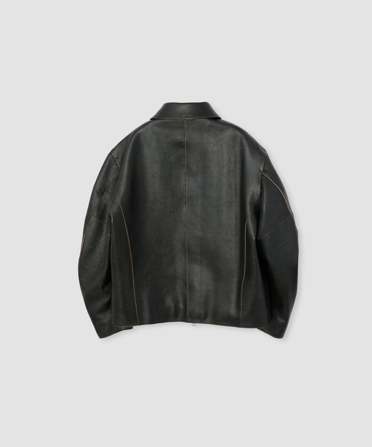 JOHN MASON SMITH / JANE SMITH - COW LEATHER VINTAGE FINISHED ZIP BLOUSON - BLACK BROWN