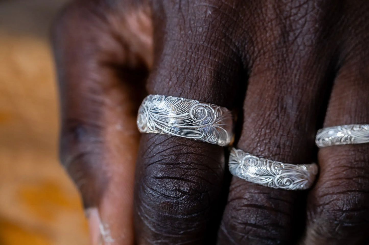 WAKAN SILVER SMITH - Arabesque half round ring L - SILVER