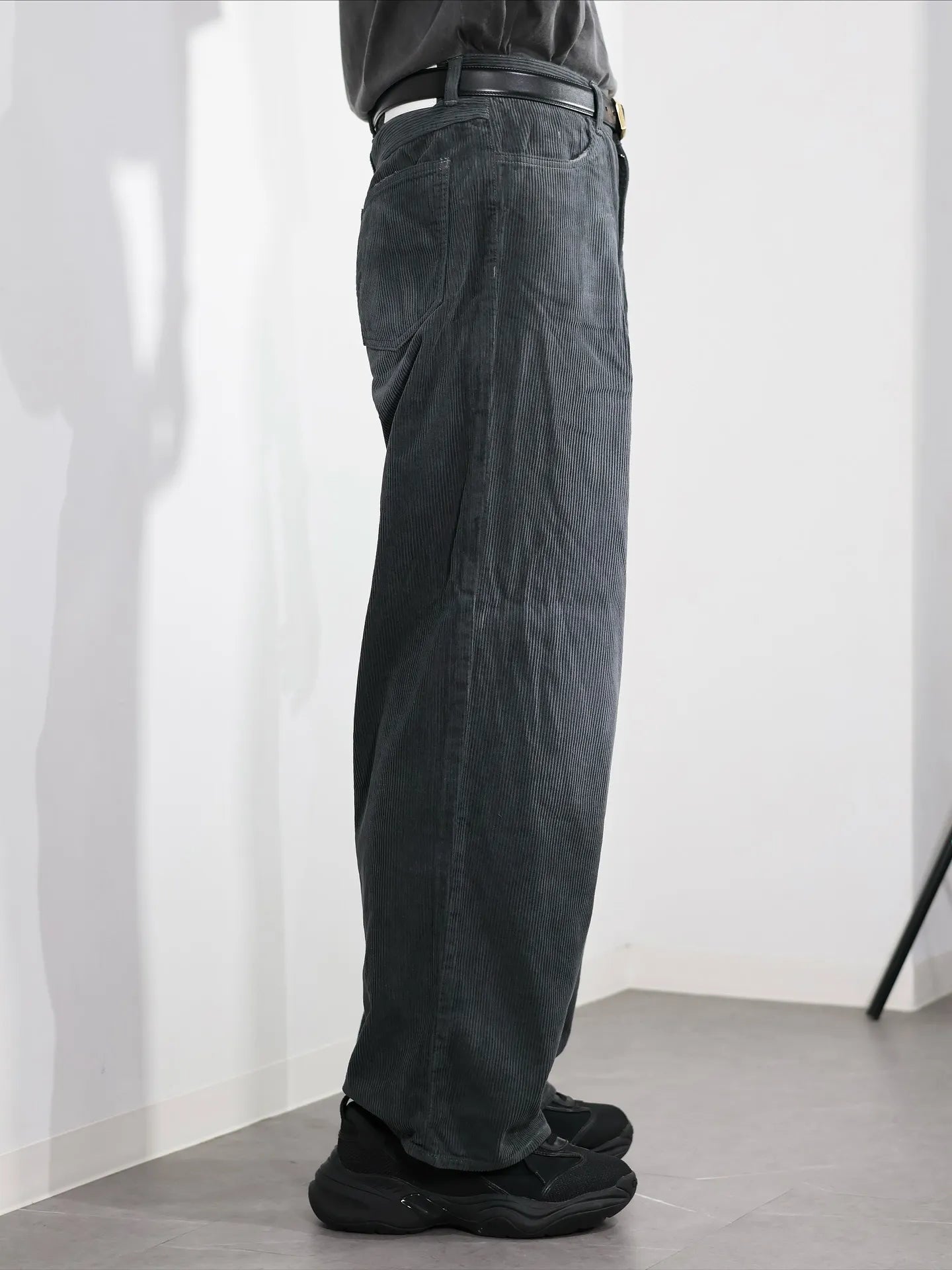 JOHN MASON SMITH / JANE SMITH - 8W COTTON CORDUROY TUCK 5 POCKET PANTS - GRAY