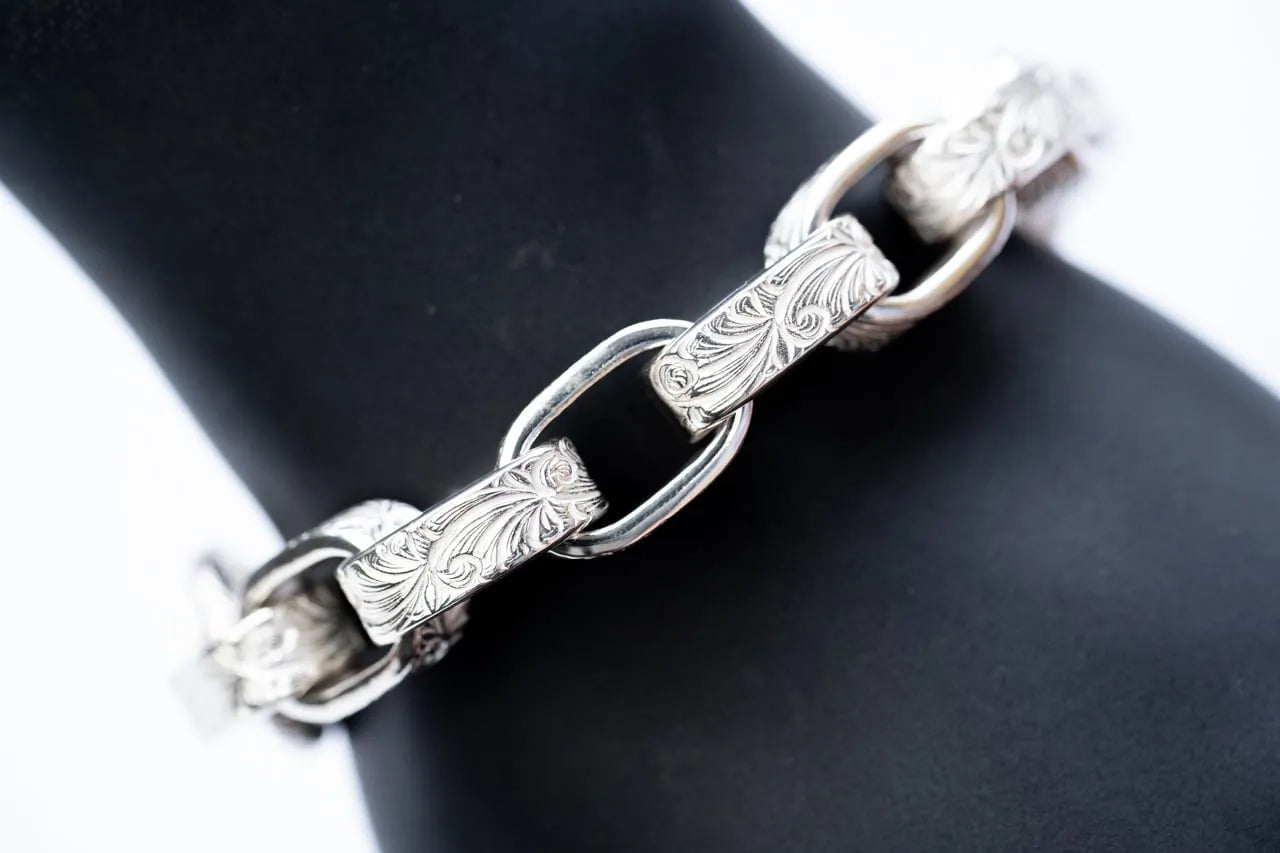WAKAN SILVER SMITH - Arabesque Hopi chain bracelet - SILVER