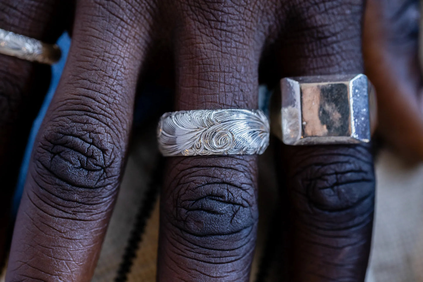 WAKAN SILVER SMITH - Arabesque half round ring L - SILVER