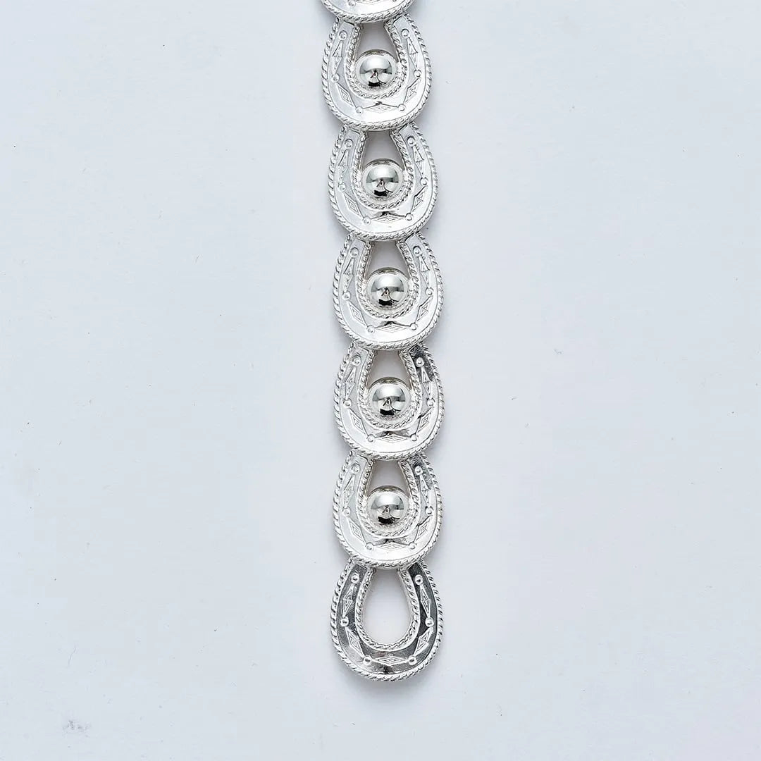 WAKAN SILVER SMITH - Spirit Horseshoe Bracelet (ALL beads) - SILVER