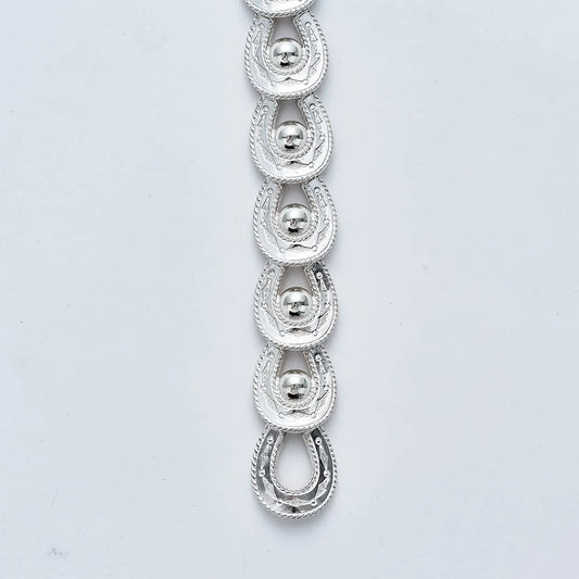 WAKAN SILVER SMITH - Spirit Horseshoe Bracelet (ALL beads) - SILVER