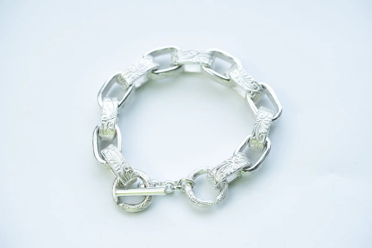 WAKAN SILVER SMITH - Arabesque Hopi chain bracelet - SILVER