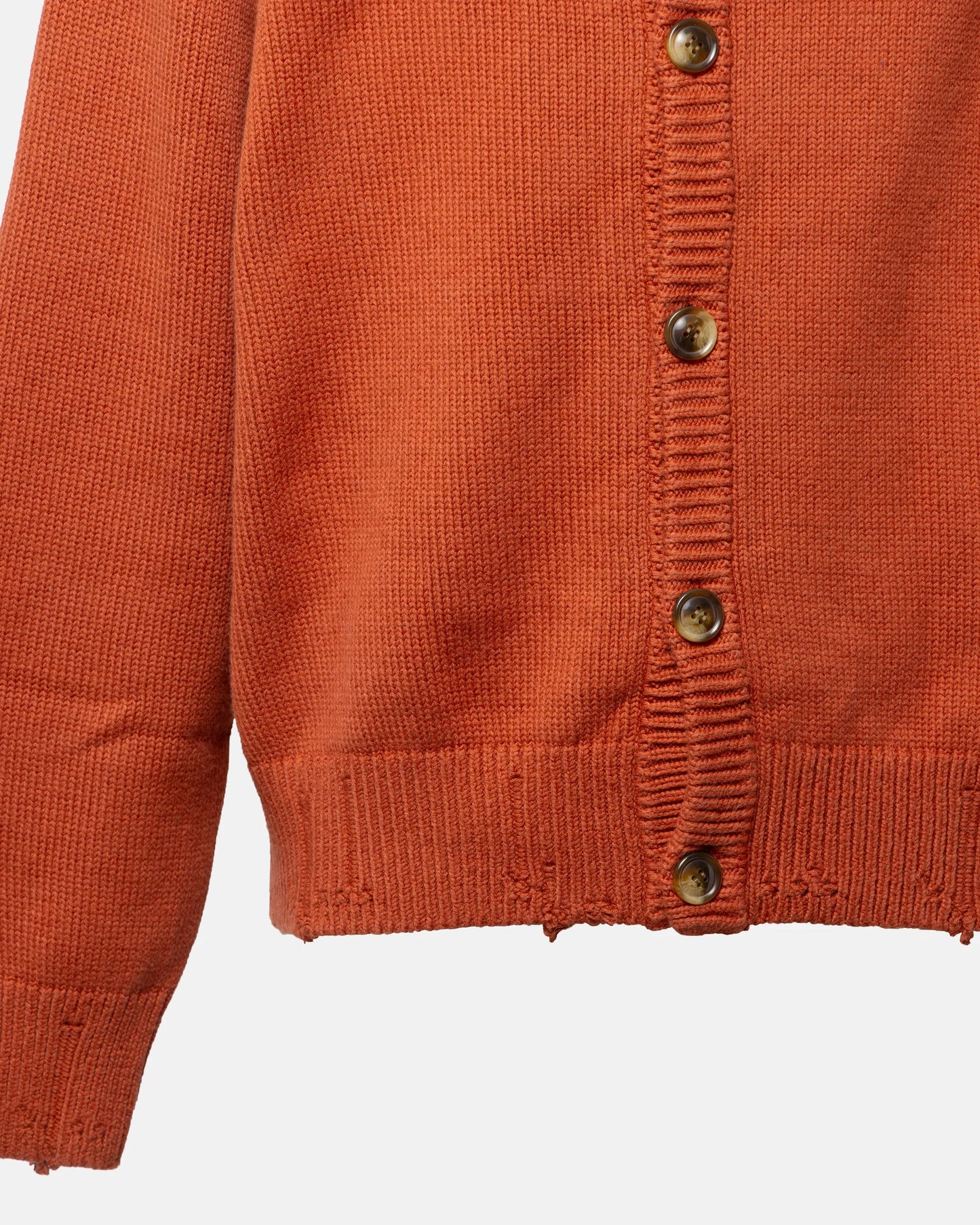SimplyComplicated - DISTRESSED COTTON CARDIGAN - TERRACOTTA
