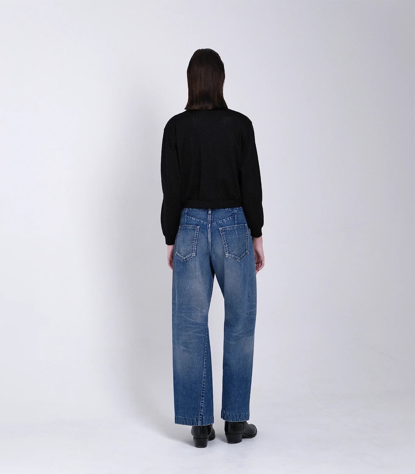 TANAKA - JERSEY CARDIGAN - BLACK HERRINGBONE
