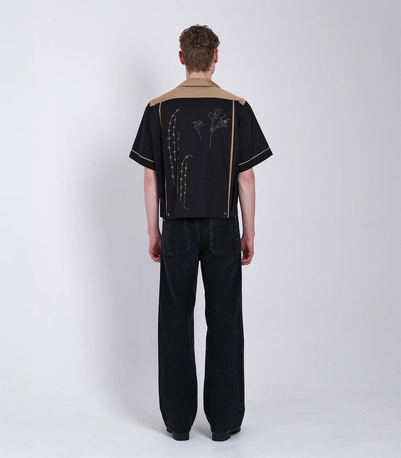 TANAKA - BOWLING SHIRT - BLACK(EMBROIDERY)