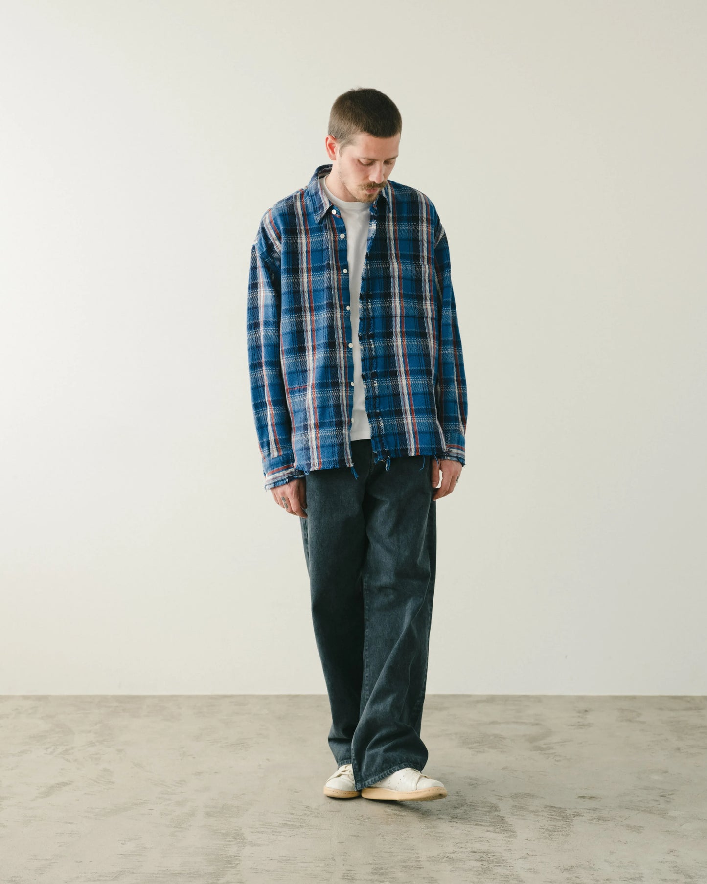 SimplyComplicated - RAW EDGE CHECK SHIRT - BLUE CHECK