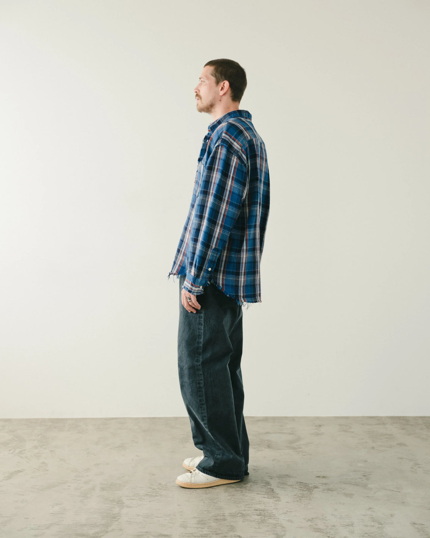 SimplyComplicated - RAW EDGE CHECK SHIRT - BLUE CHECK