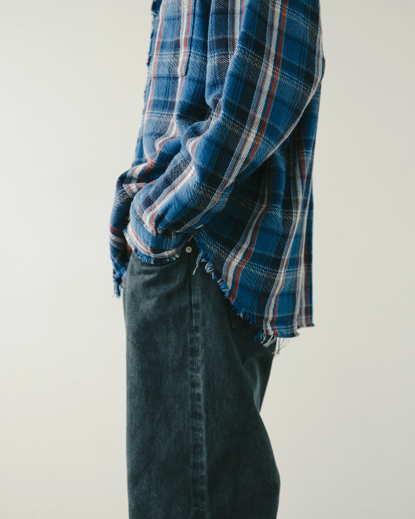 SimplyComplicated - RAW EDGE CHECK SHIRT - BLUE CHECK