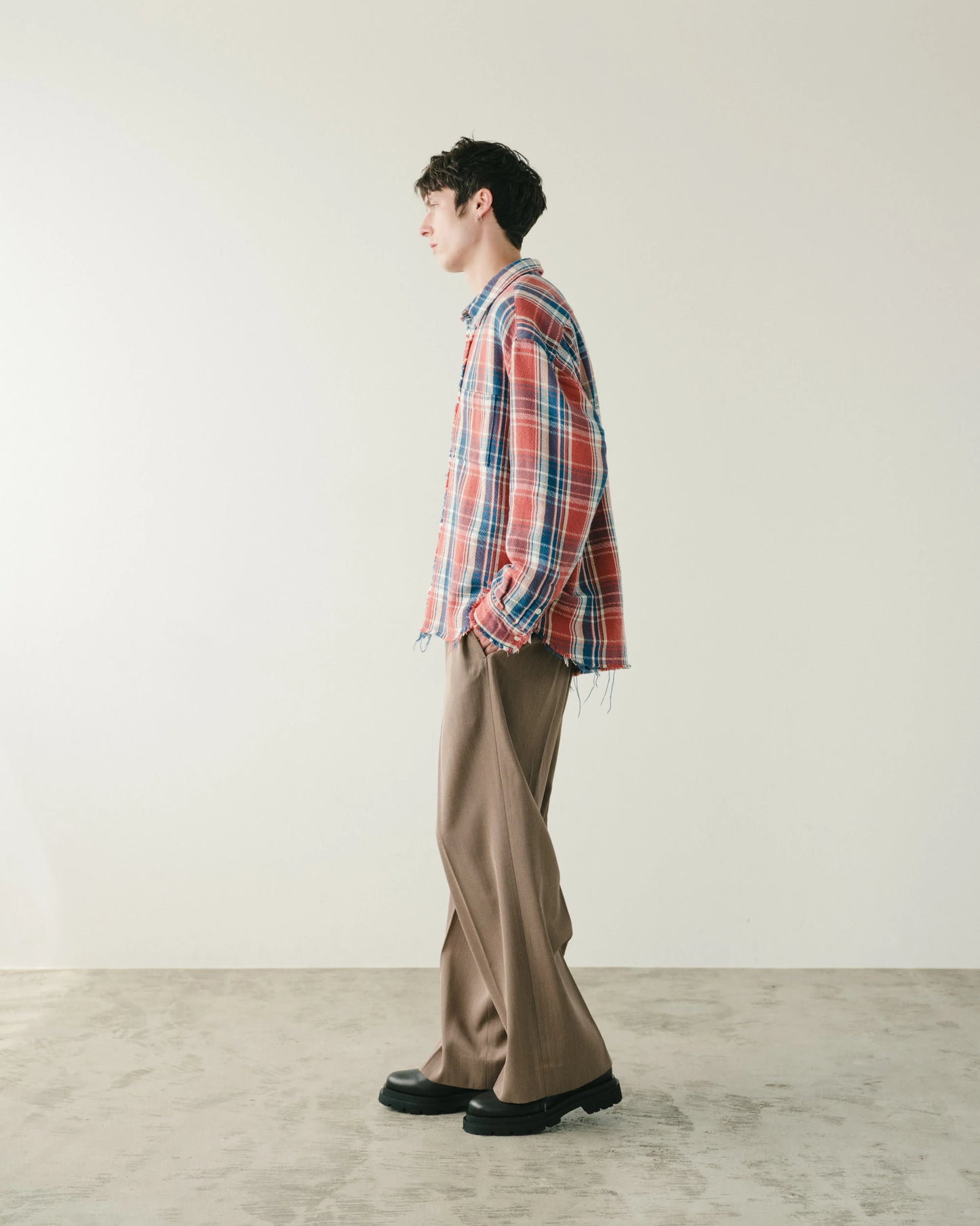SimplyComplicated - RAW EDGE CHECK SHIRT - RED CHECK