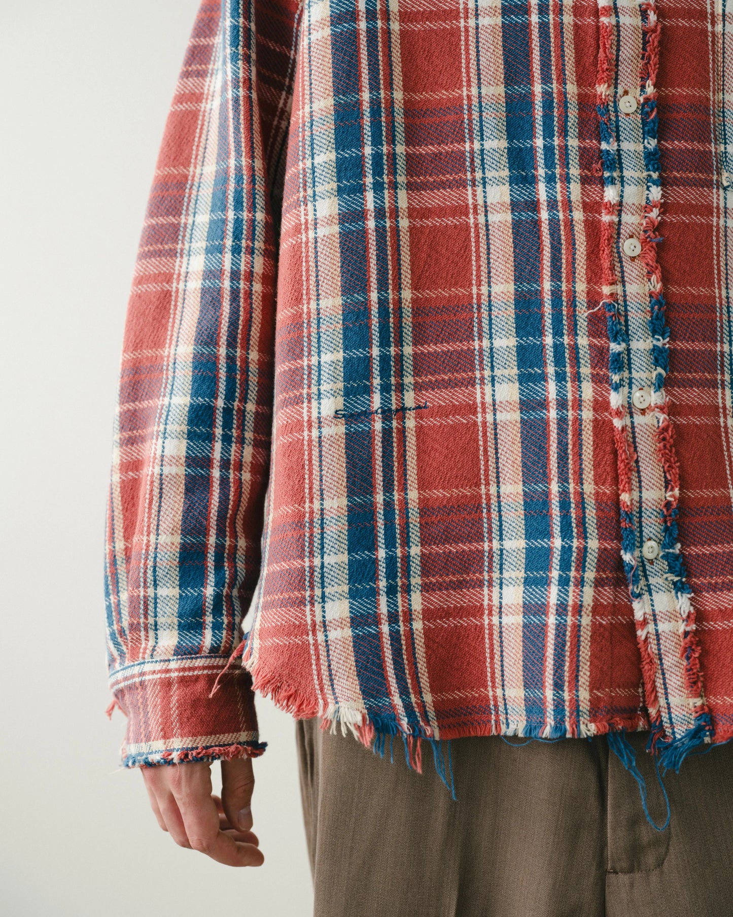 SimplyComplicated - RAW EDGE CHECK SHIRT - RED CHECK