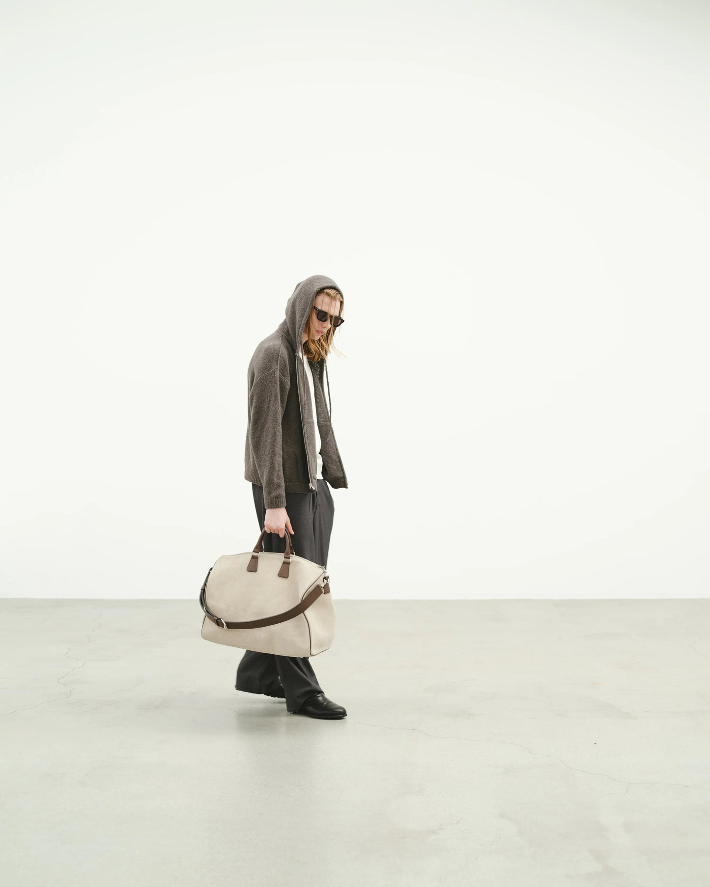 SimplyComplicated - WOOL TERRY KNIT ZIP HOODIE - DK.GRAY