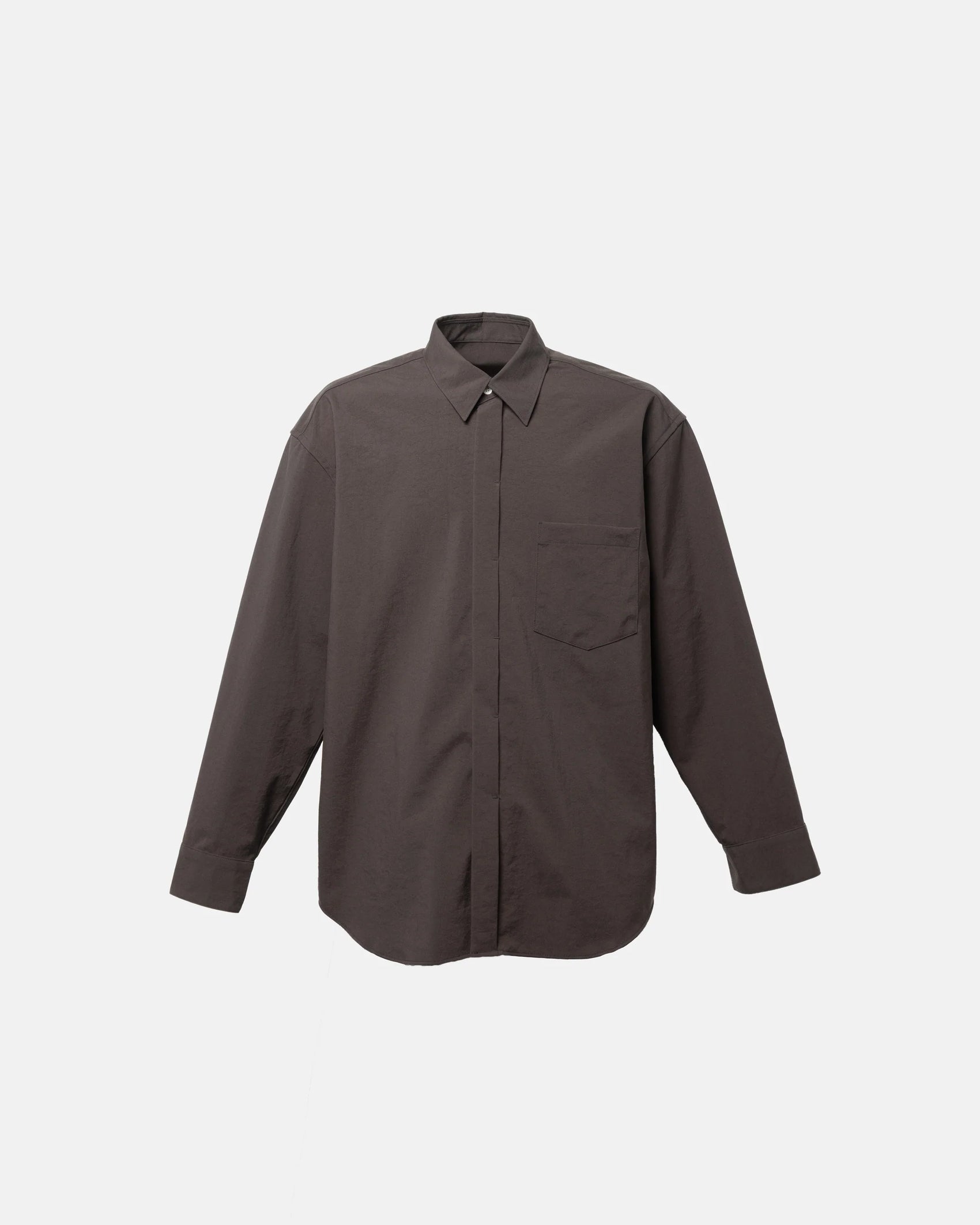 SimplyComplicated - FRAME NYLON SHIRT - DK.BROWN