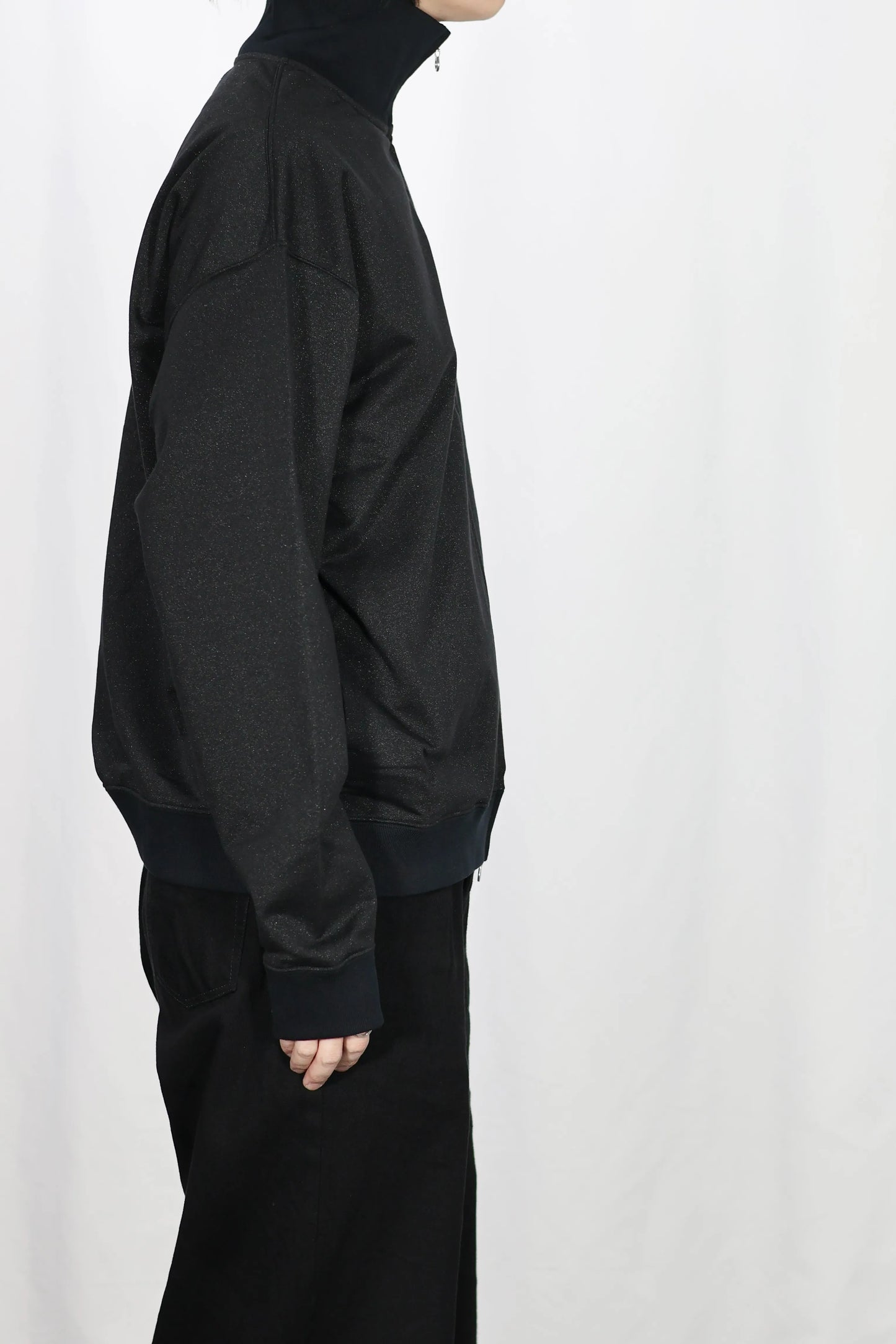 KANEMASA PHIL. - Ex. un Glittery Zip Sweat - BLACK