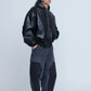 INSCRIRE - Leather Zip Up Hoodie - BLACK