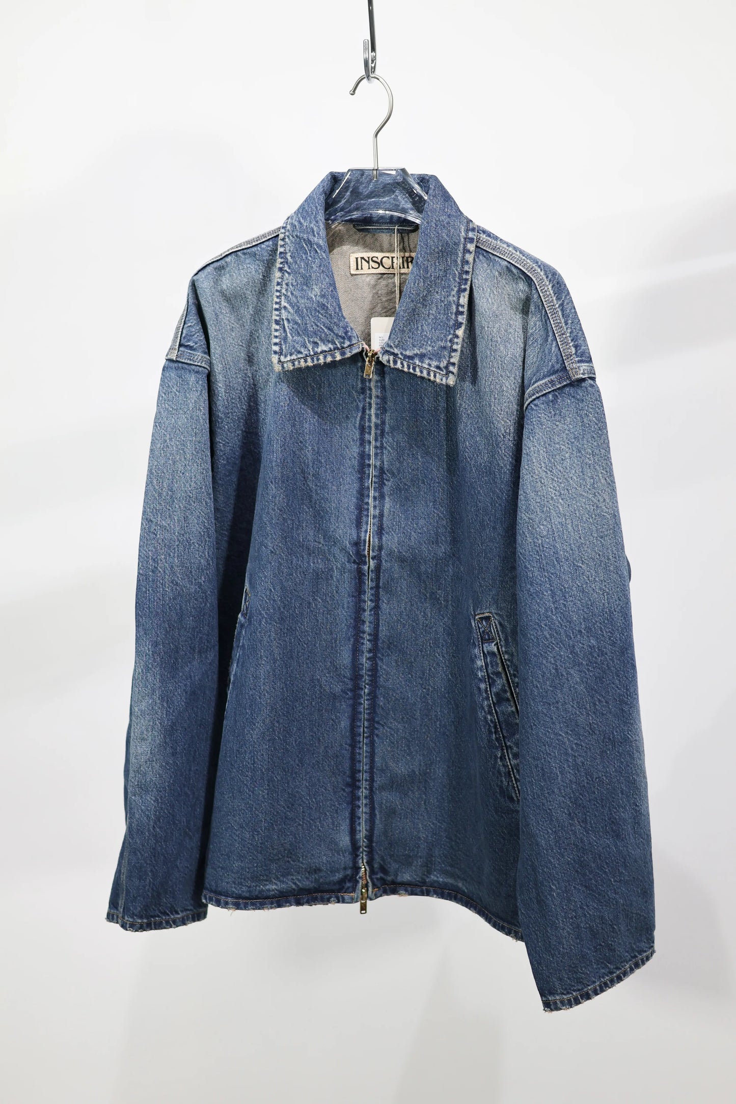 INSCRIRE - Used Denim Zip Up Blouson - DK.BLUE USED