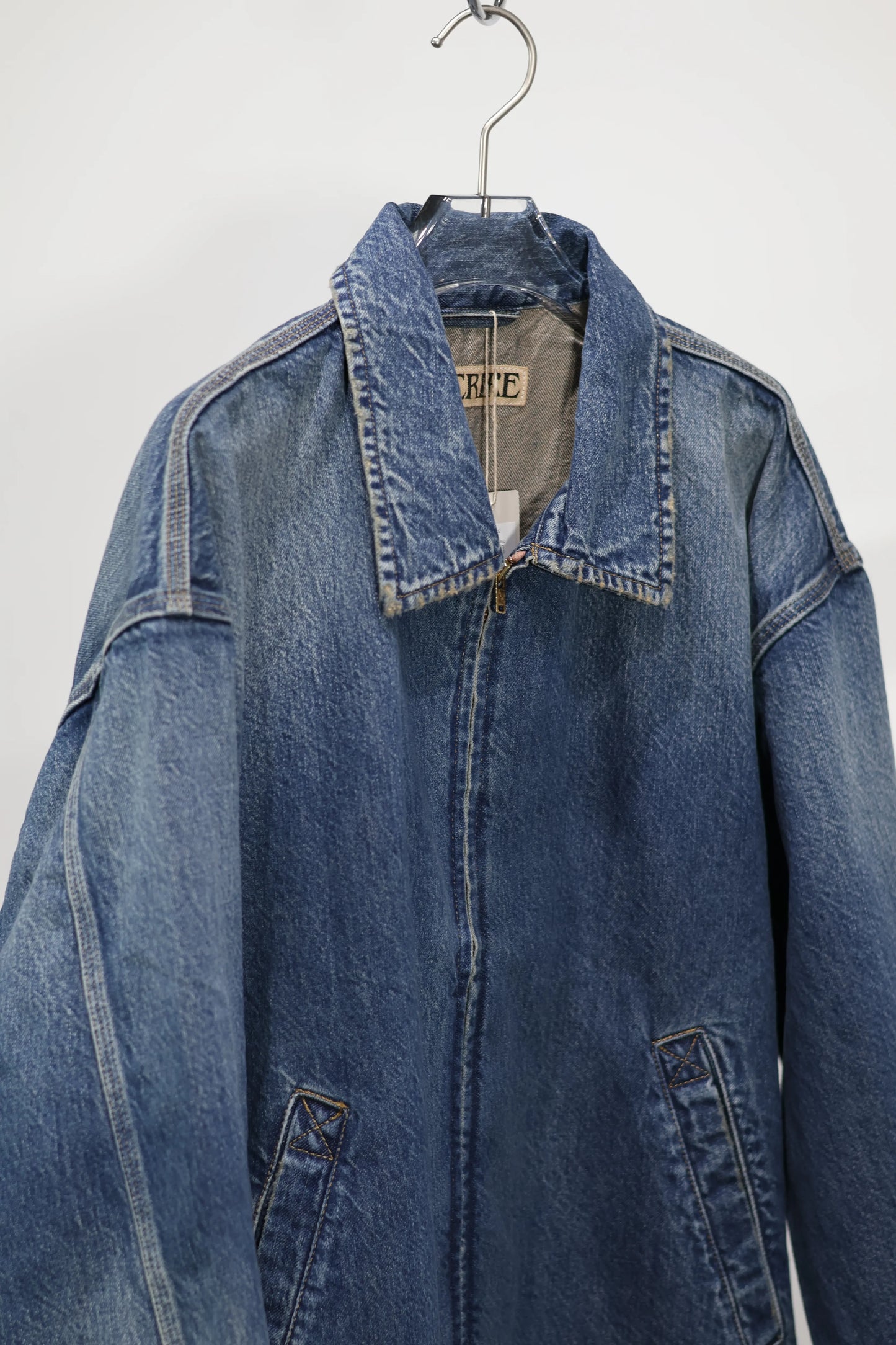 INSCRIRE - Used Denim Zip Up Blouson - DK.BLUE USED