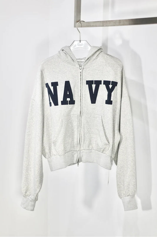 INSCRIRE - Navy Zip Hoodie - LT.GREY