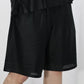 KANEMASA PHIL. - 28G Silk Ramie Glittery Stripe Tuck Easy Shorts - BLACK