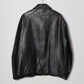 JOHN MASON SMITH / JANE SMITH - COW LEATHER VINTAGE FINISHED ZIP BLOUSON - BLACK BROWN