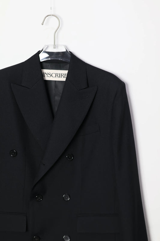 INSCRIRE - Wool Gabardine Double-Brested Jacket - BLACK