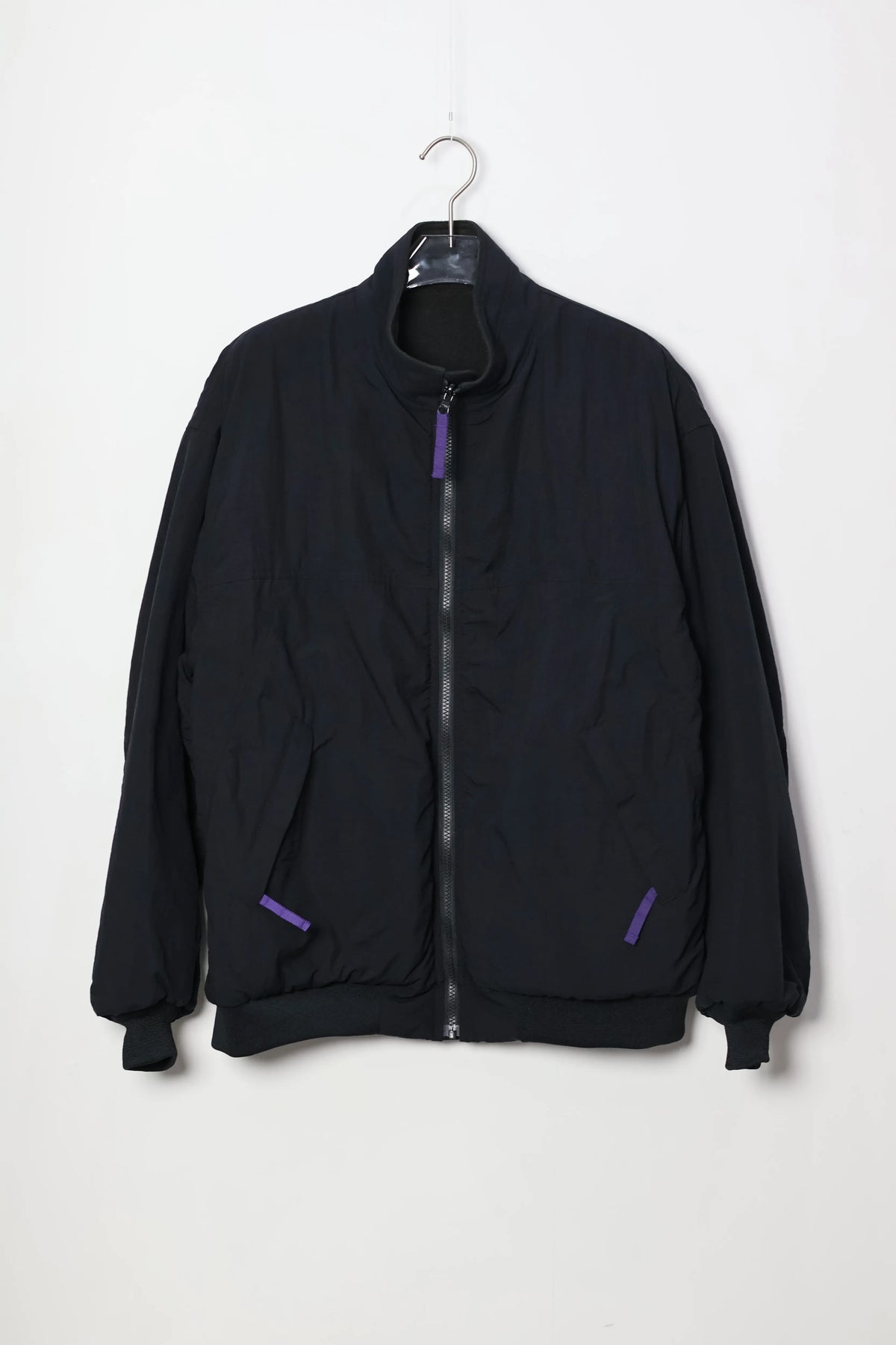 JOHN MASON SMITH / JANE SMITH - NYLON TASLAN REVERSIBLE SHELLED FLEECE JACKET - BLACK